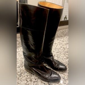 Joan and David Italian hand made black knew high boots